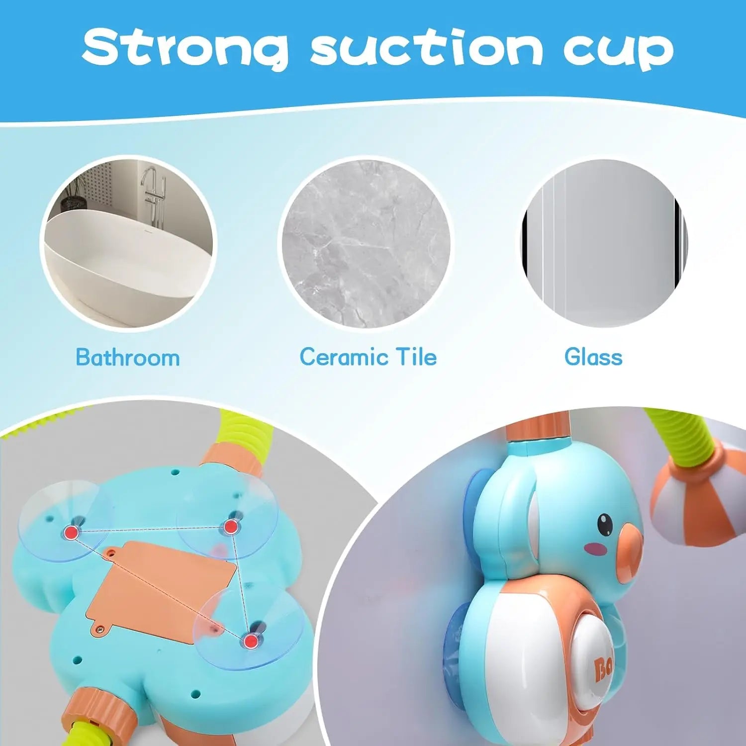 1Set Cartoon Cute Little Elephant Electric Shower, 360°Jet Water Wash Head, Baby Bath Sprayer, Bathroom Fun Water Play Toy