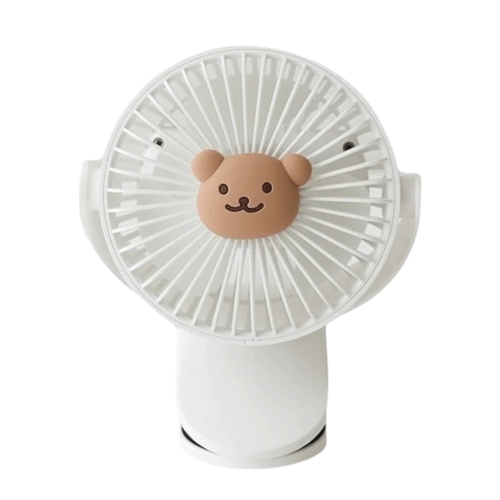 3 Speeds Cart Stroller Fan Bear Lithium Battery Portable Outdoor Fan Noiseless USB Rechargeable for 3.7V1200mAh