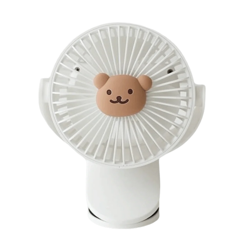 3 Speeds Cart Stroller Fan Bear Lithium Battery Portable Outdoor Fan Noiseless USB Rechargeable for 3.7V1200mAh