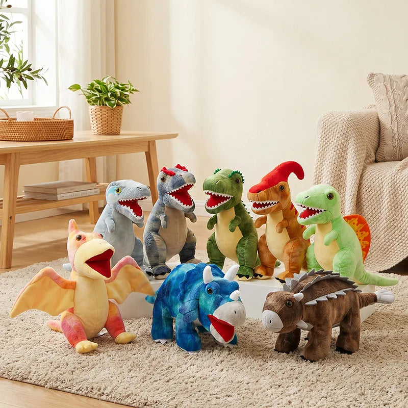 25cm Simulation Dinosaur Plush Toy Lifelike Triceratops Ankylosaur Stegosaur T-rex Pterosaur Dragon Doll Cartoon Soft Kids Gift