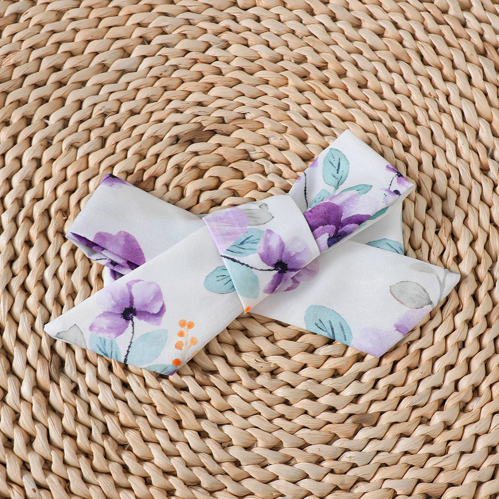 Baby girl 2-Piece Purple printed Bow Jumpsuit+Headband 0-18 Months Baby girl Summer Fashion Jumpsuit  Baby crawling suit