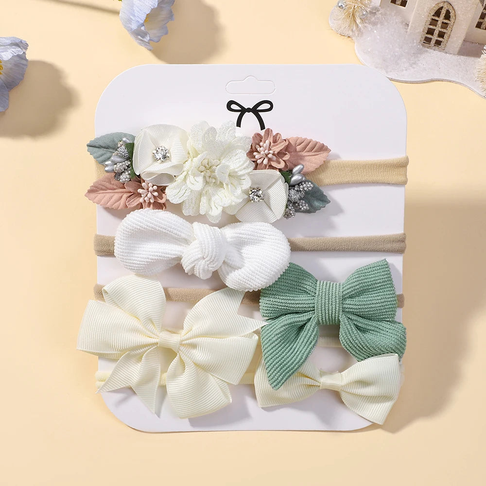 KIDS BOWS Floral Headband Elastic Bow Hairband For Baby Girls Dress Up Party Accessory