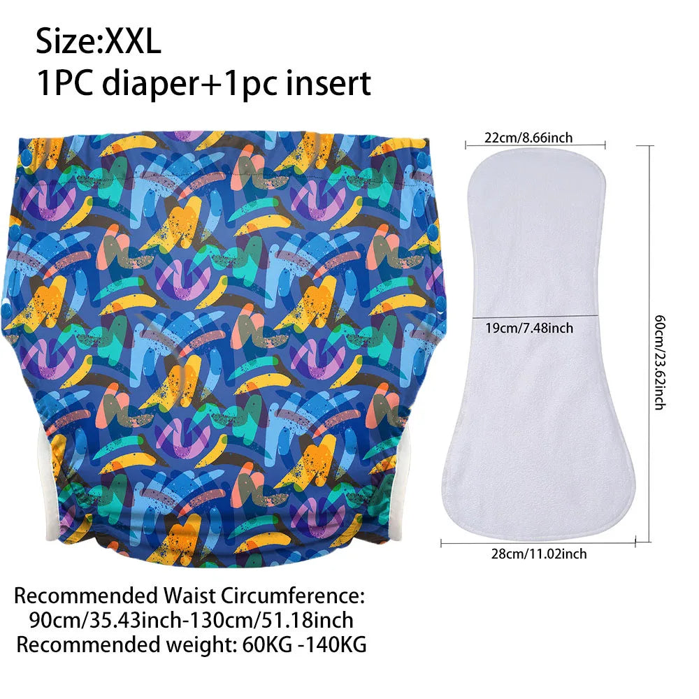 Ice Silk Adult Cloth Diaper Pants Waterproof Reusable Diapers Nappy Pads Anti Leak Breathable