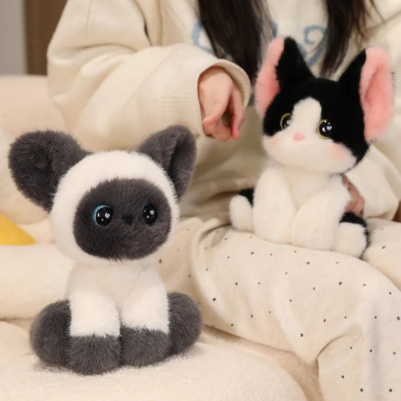 Nice Adorable Sitting Devon Cat Siamese Cat Plush Toy Doll Home Office Decoration, Perfect Gift For Cat Lovers Boys And Girls