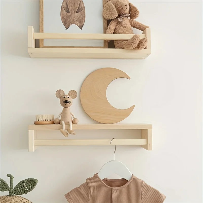 Ins Nordic Style Moon and Stars Wooden Self-Adhesive Decorative Set Home Space Theme Wall Art Decoration Wall Sticker Set