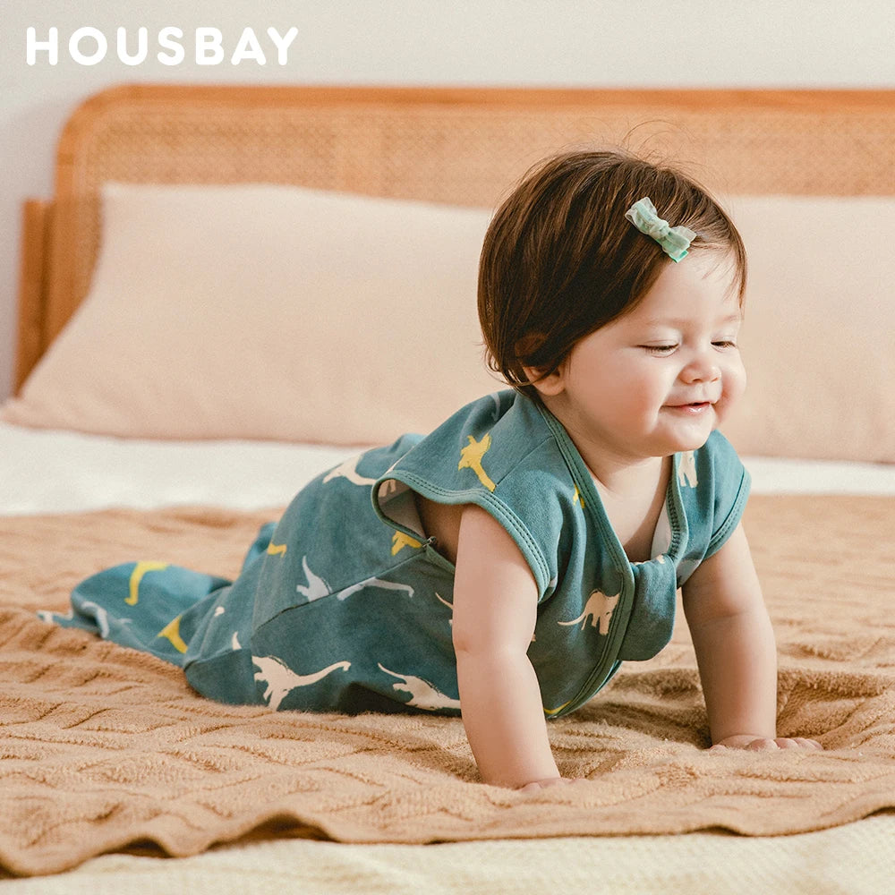0-24 Months Baby Sleeping Bag Summer Thin Layer Sleep Sacks 0.5Tog One-Piece Sleepwear Beige Wheat Printed Anti-Kick Blanket