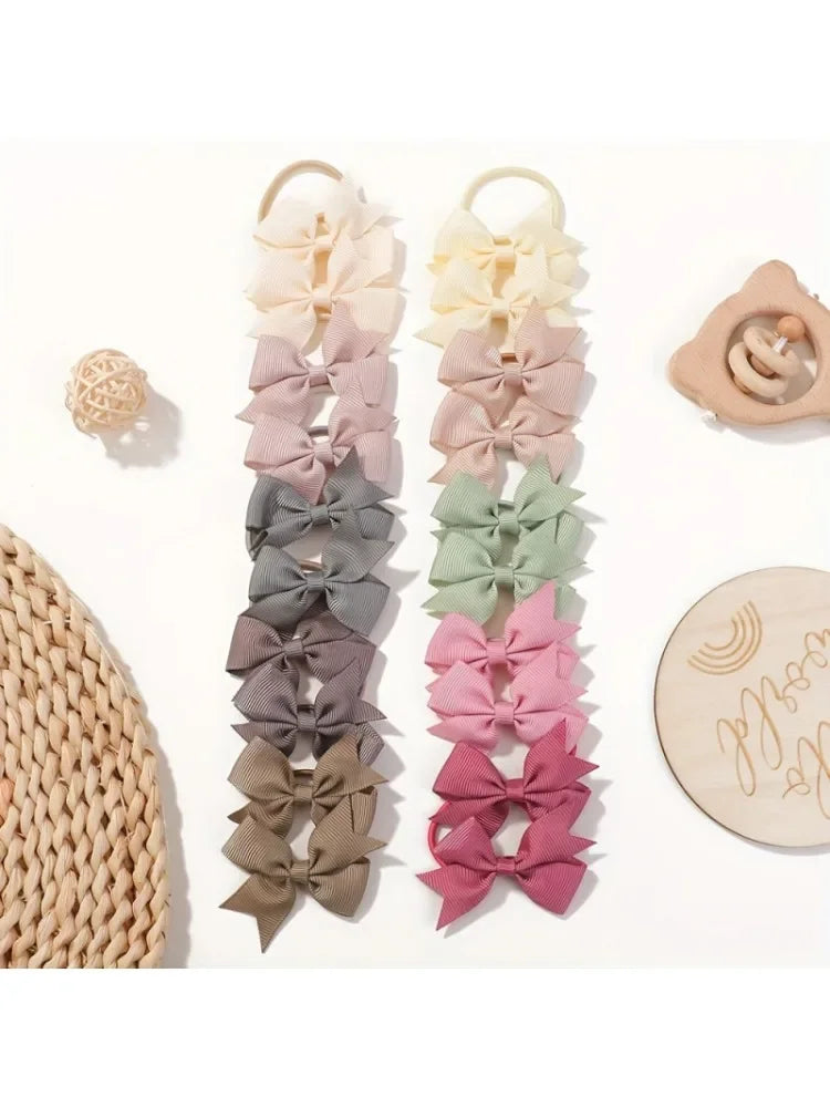 20Pcs/lot 2.1-Inch Lovely Bowknot Hairband Ribbon Head Rope Kids Hair Accessories Boutique Headwear for Girls Wholesale Gift