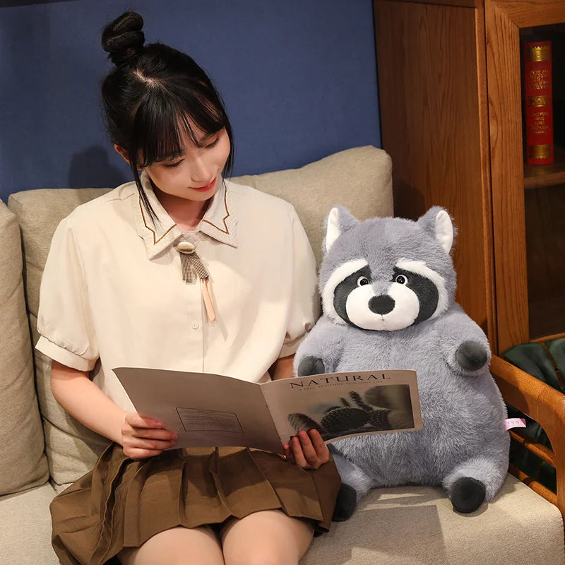Artificial Fat Raccoon Plush Doll Grey Round Raccoon Animal Plush Toy Super Soft Christmas Gift For Boys And Girls