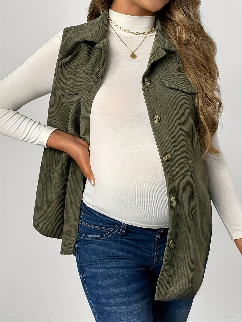 Autumn Pregnant Women Casual Loose Vest Jacket