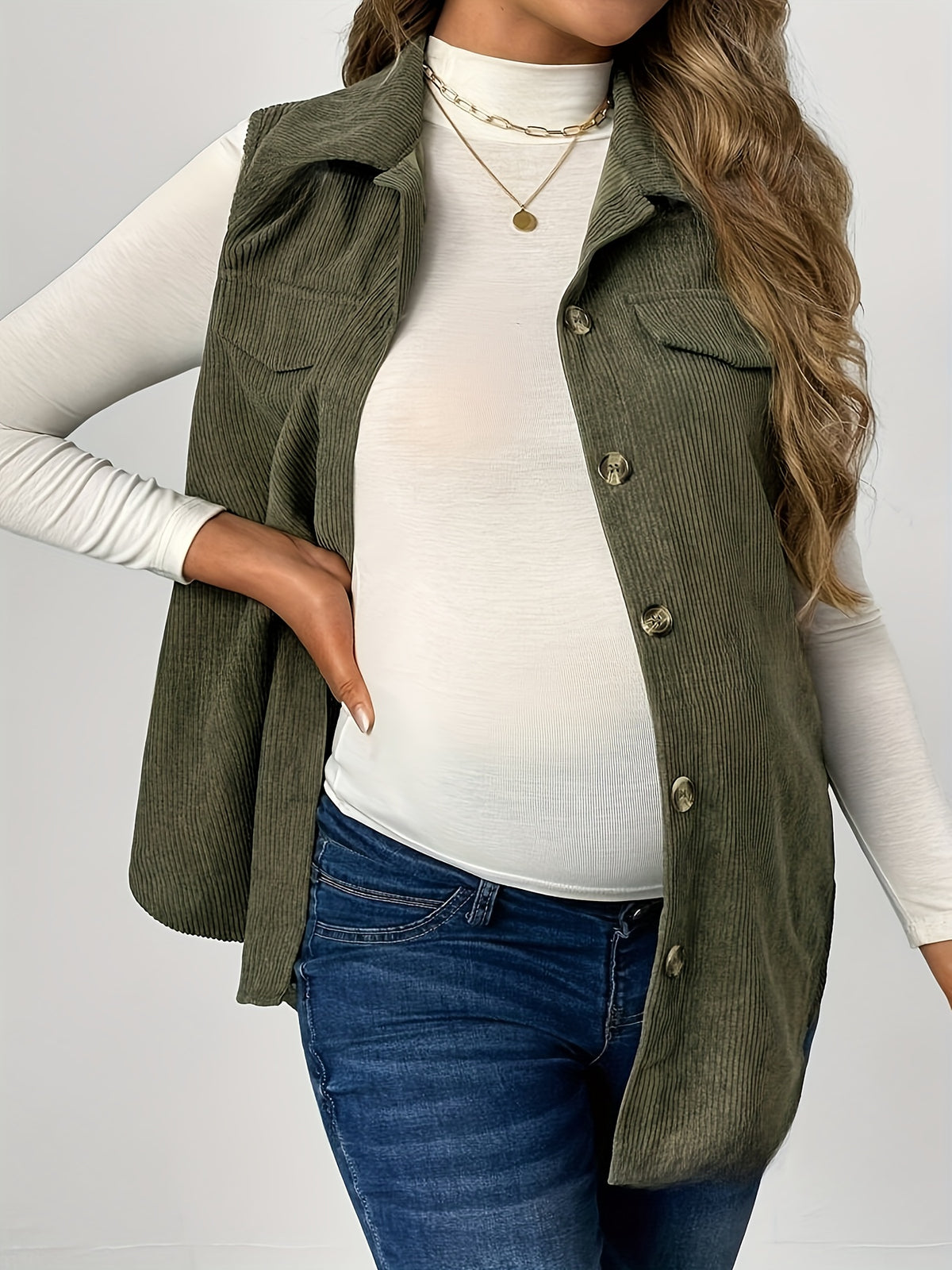 Autumn Pregnant Women Casual Loose Vest Jacket