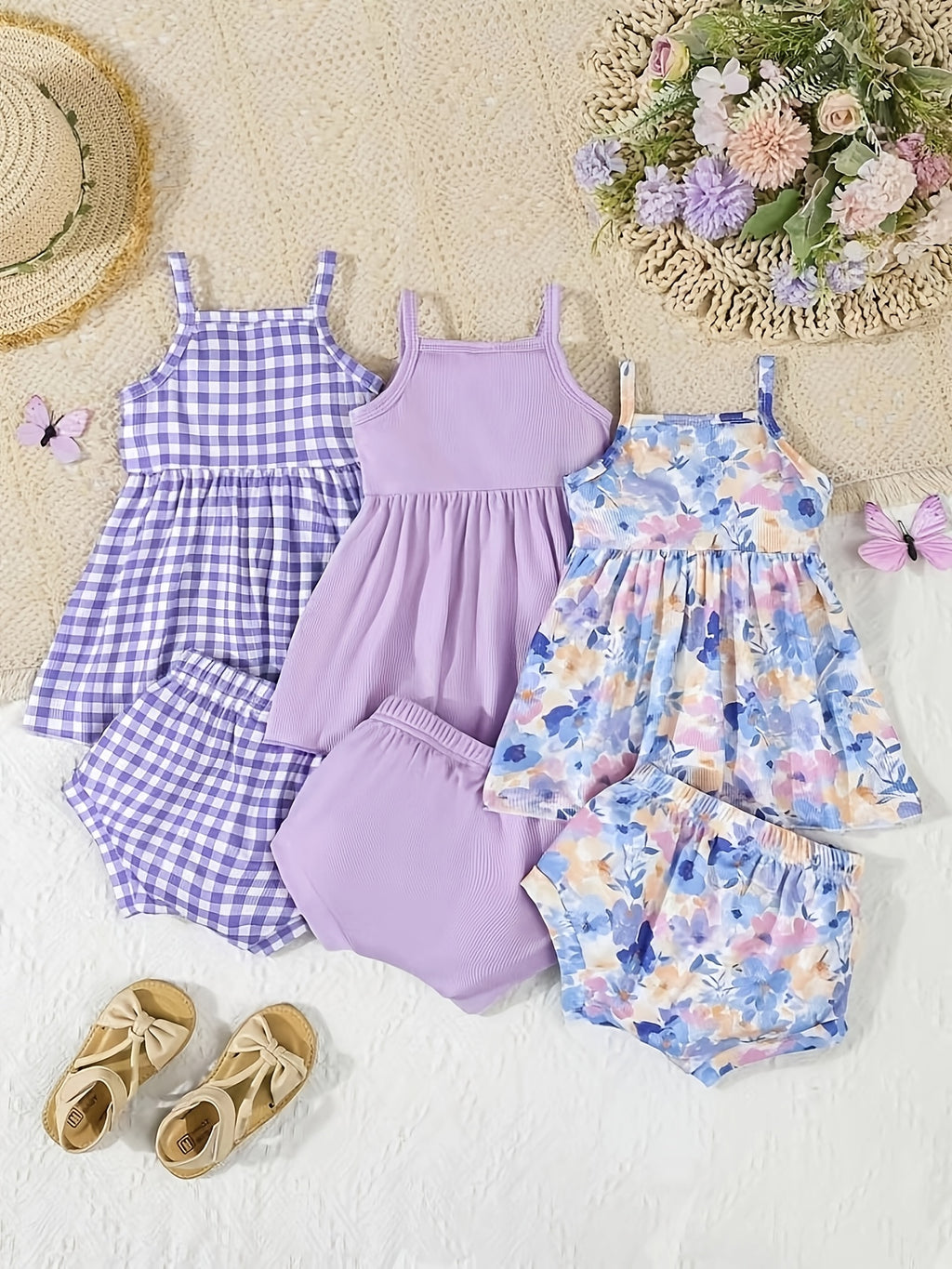 Infant Girl Floral Print Dress and Triangle Pants Set
