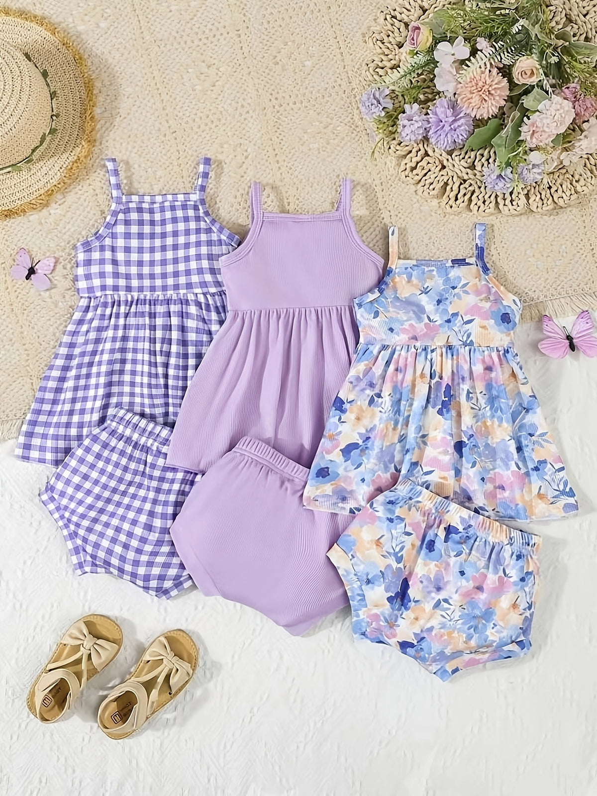 Infant Girl Floral Print Dress and Triangle Pants Set