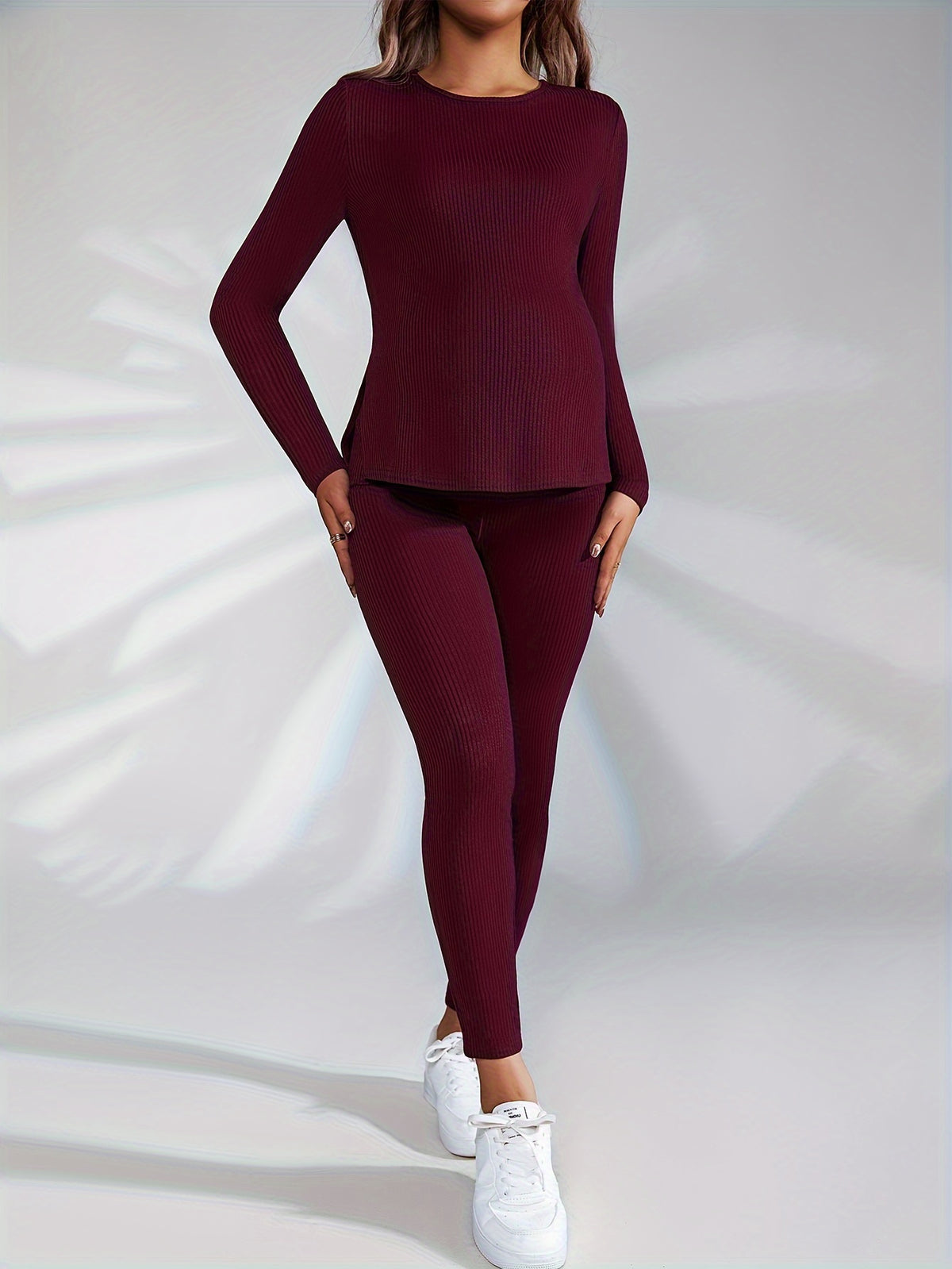 2pcs Set Women's Maternity Wear, Autumn/Winter Long Pants and Top Set