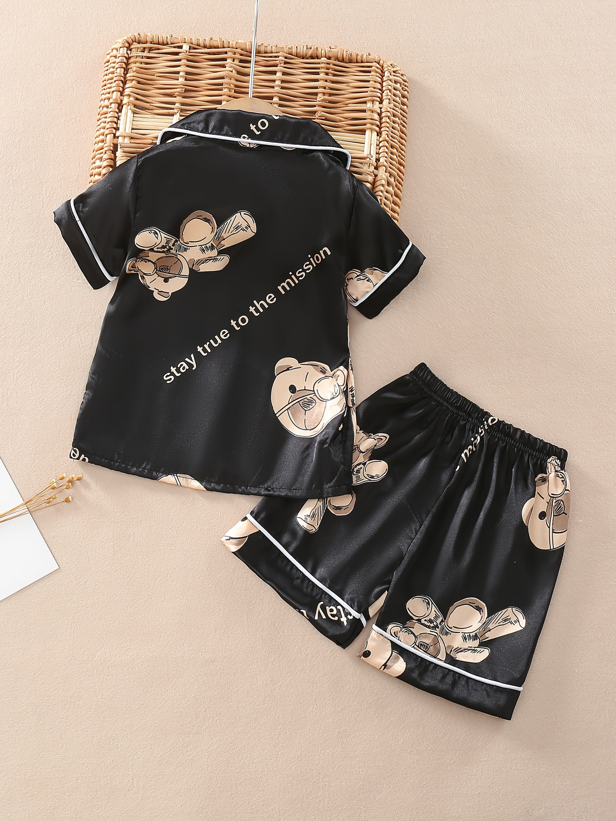 Fashion Cartoon Space Bear Short Sleeve Home Wear Set