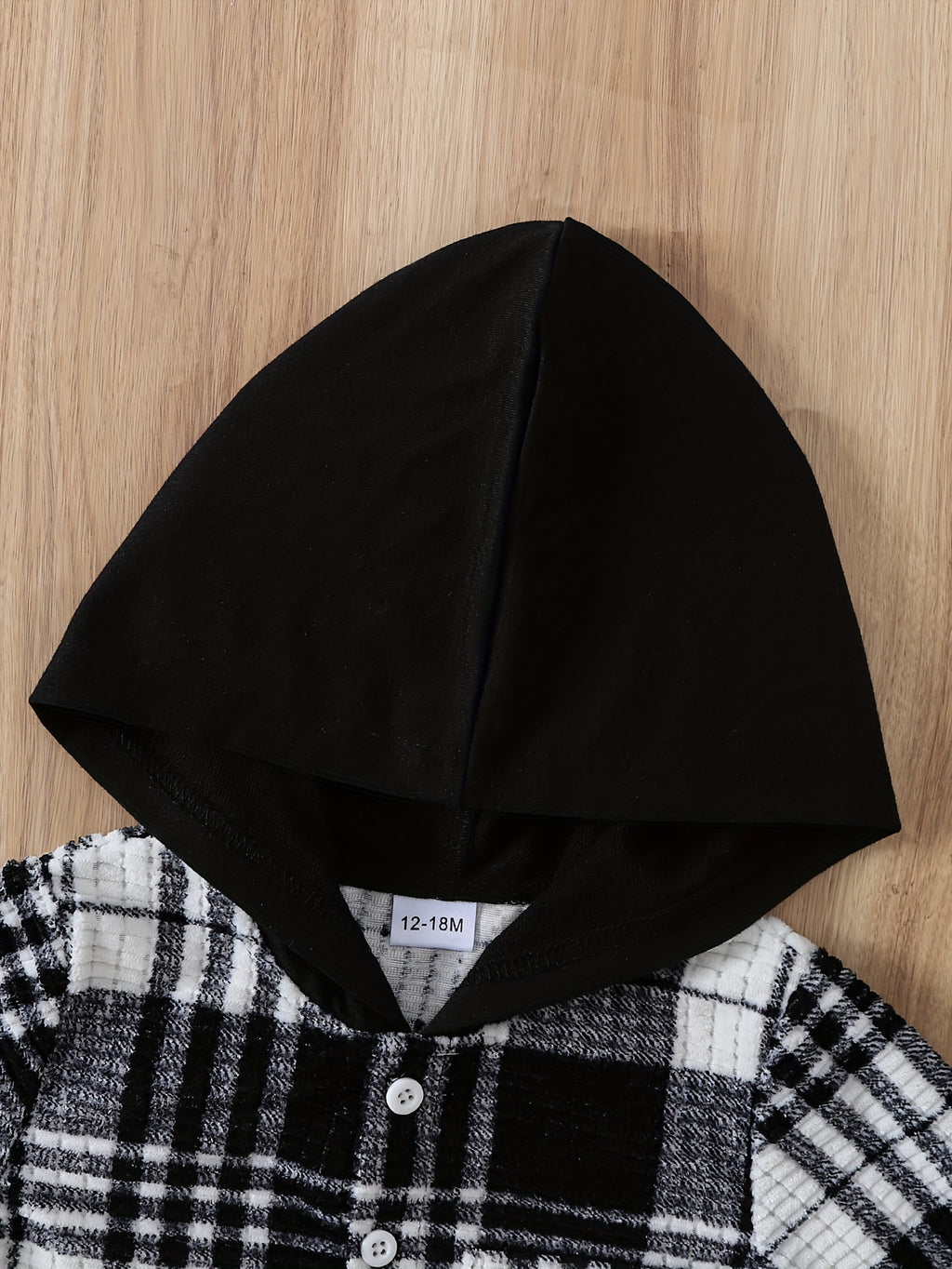 Autumn Winter Outdoor Boys' Fashion Hooded Plaid Long Sleeve Shirt And Distressed Design Solid Color Long Pants Set, for Outdoor