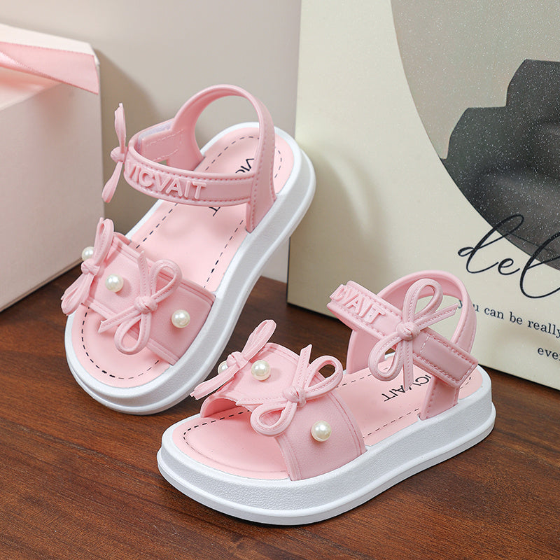 Girls' Summer Sandals, Elegant New Style, Fashionable Korean Princess Design, Cute and Versatile for Students, Stylish Beach Sandals