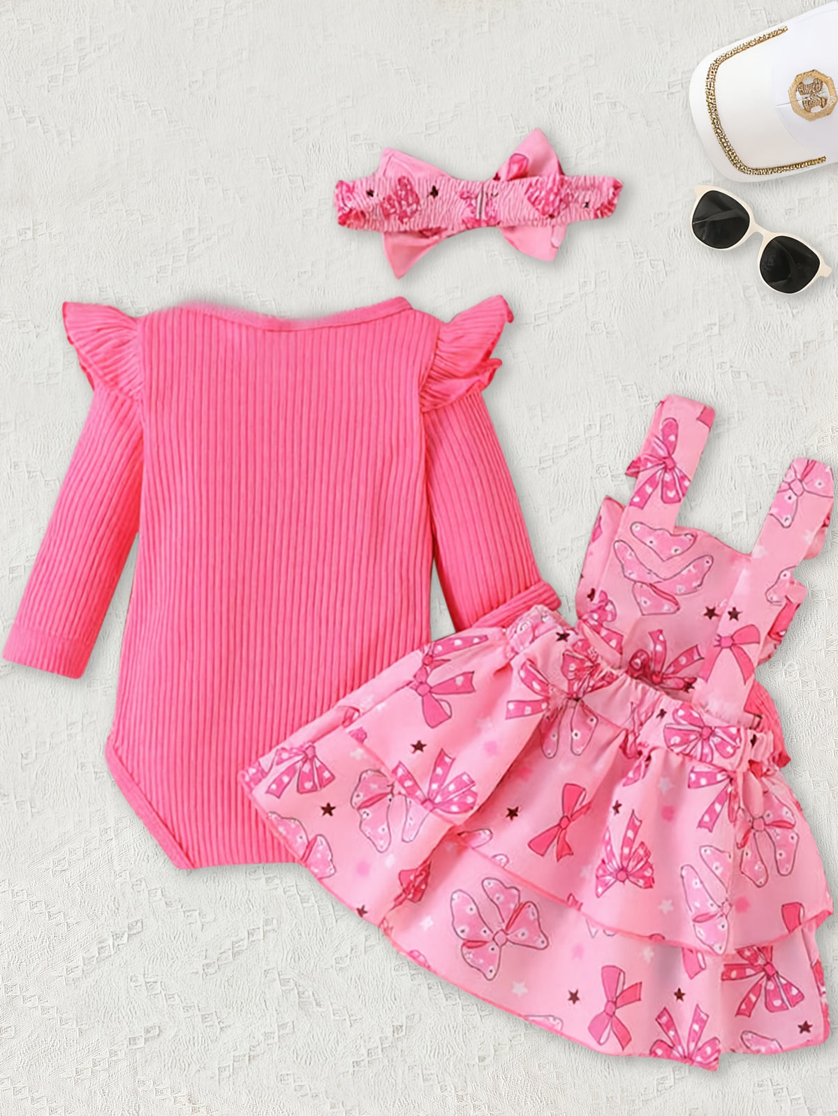 Baby Girl Dress Set with Snap Bodysuit and Bow Skirt
