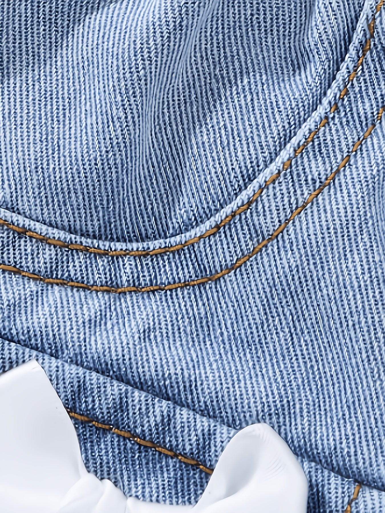Light Blue & White Distressed Denim Jeans with Bow Decorations - High-Elasticity Waistband, Loose Straight-Leg Pants Suitable for Autumn, Washed for Softness, Machine Washable Wear