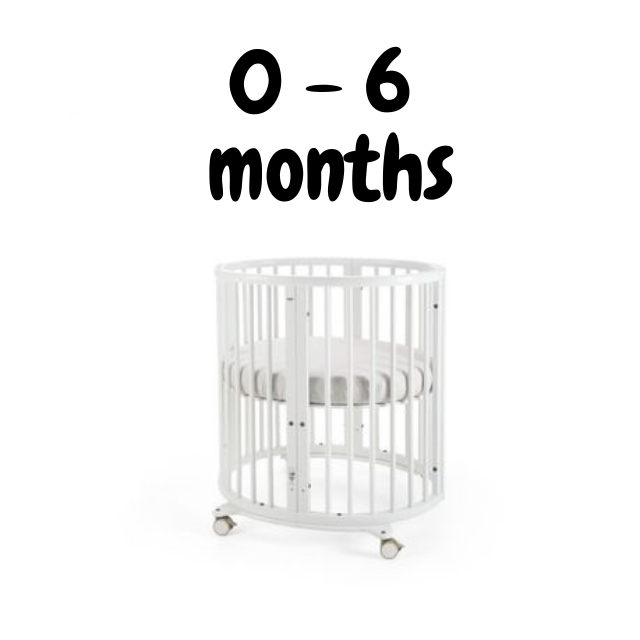 Emerald Round Oval Cot White Including sheets and Snuggletime Mattress