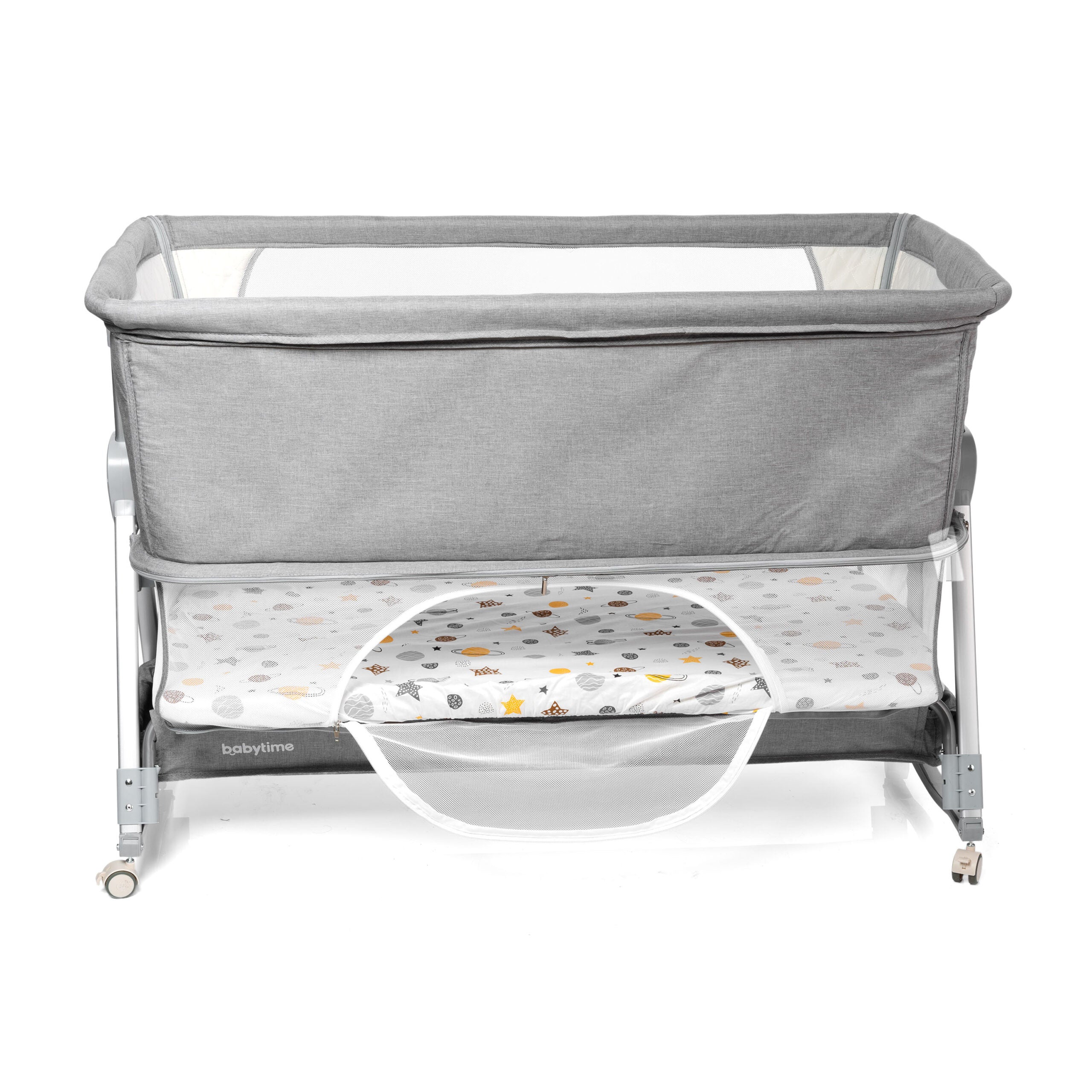 2 in 1 Babytime LARGE Co Sleeper with SECOND LEVEL to Last Longer + Swing Feature