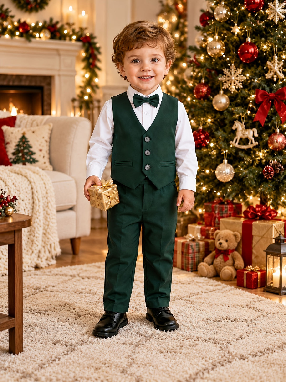 Boys' Vest Set, Solid Color Vest and Trousers Combo, Shirt Not Included, Formal Wear for Church Events, Anniversaries, Baptisms, Holiday Gatherings, and Wedding Guests
