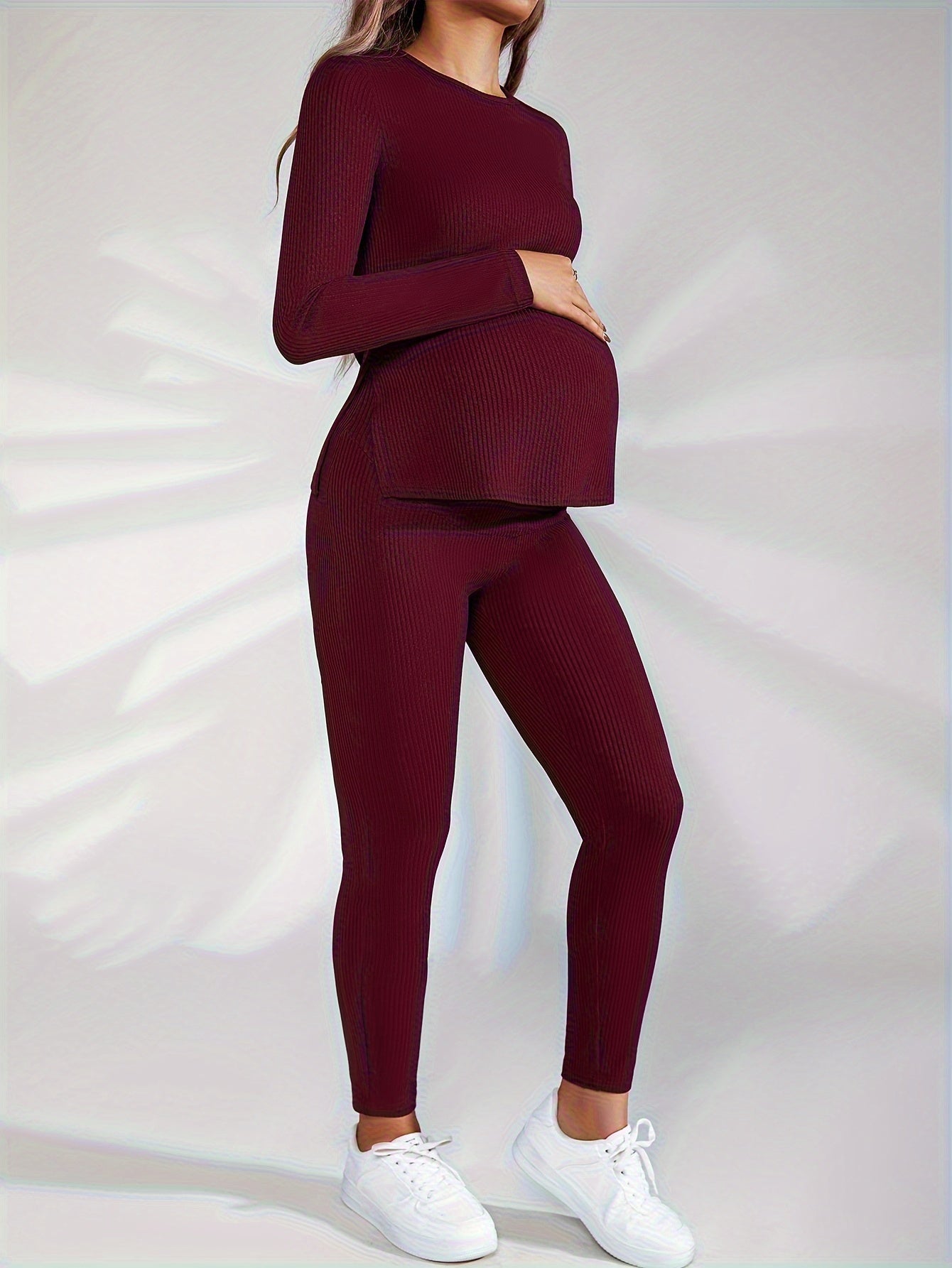 2pcs Set Women's Maternity Wear, Autumn/Winter Long Pants and Top Set