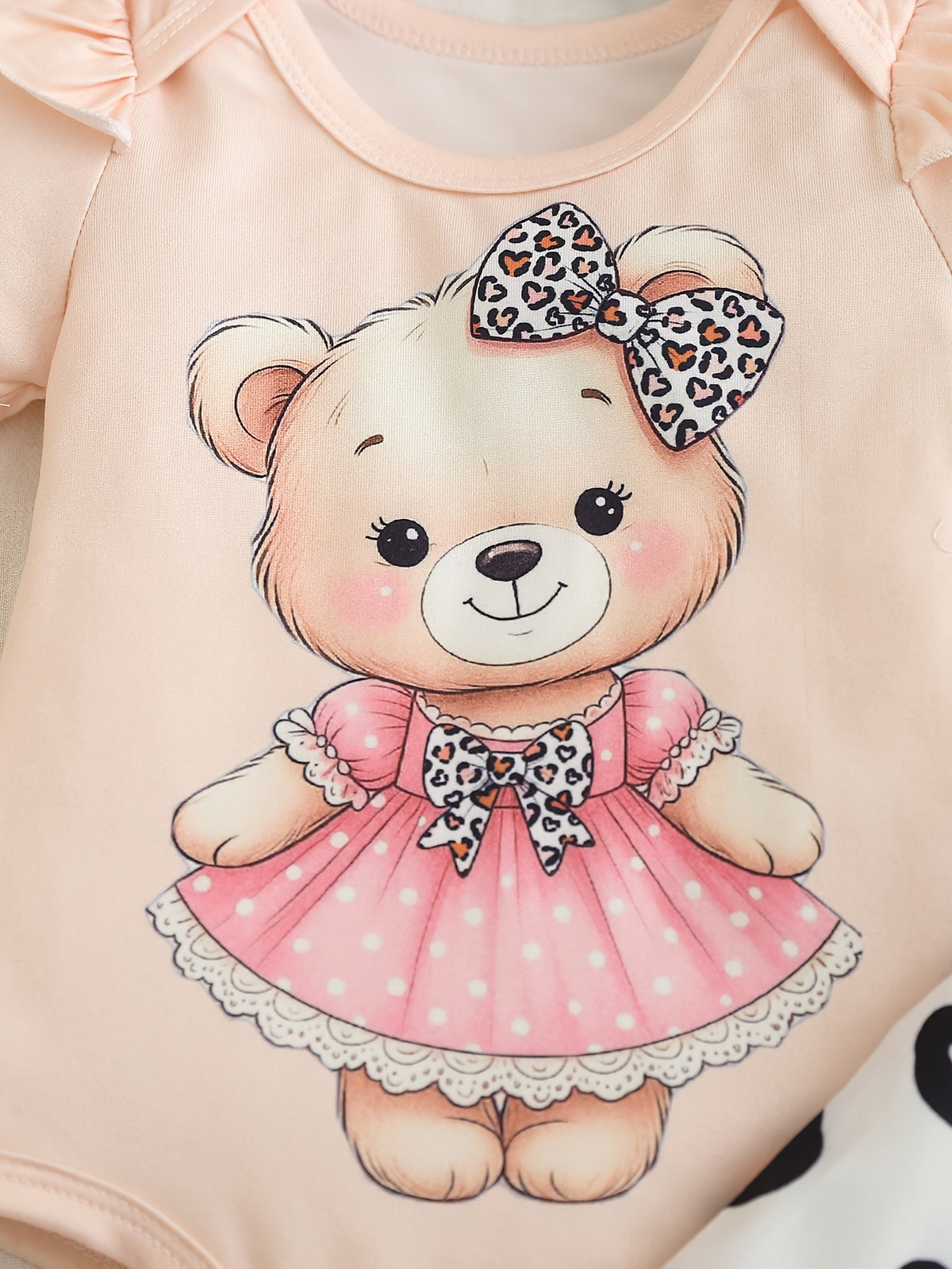 6pcs Baby Girls Summer Bodysuit Set with Cartoon Bear Print