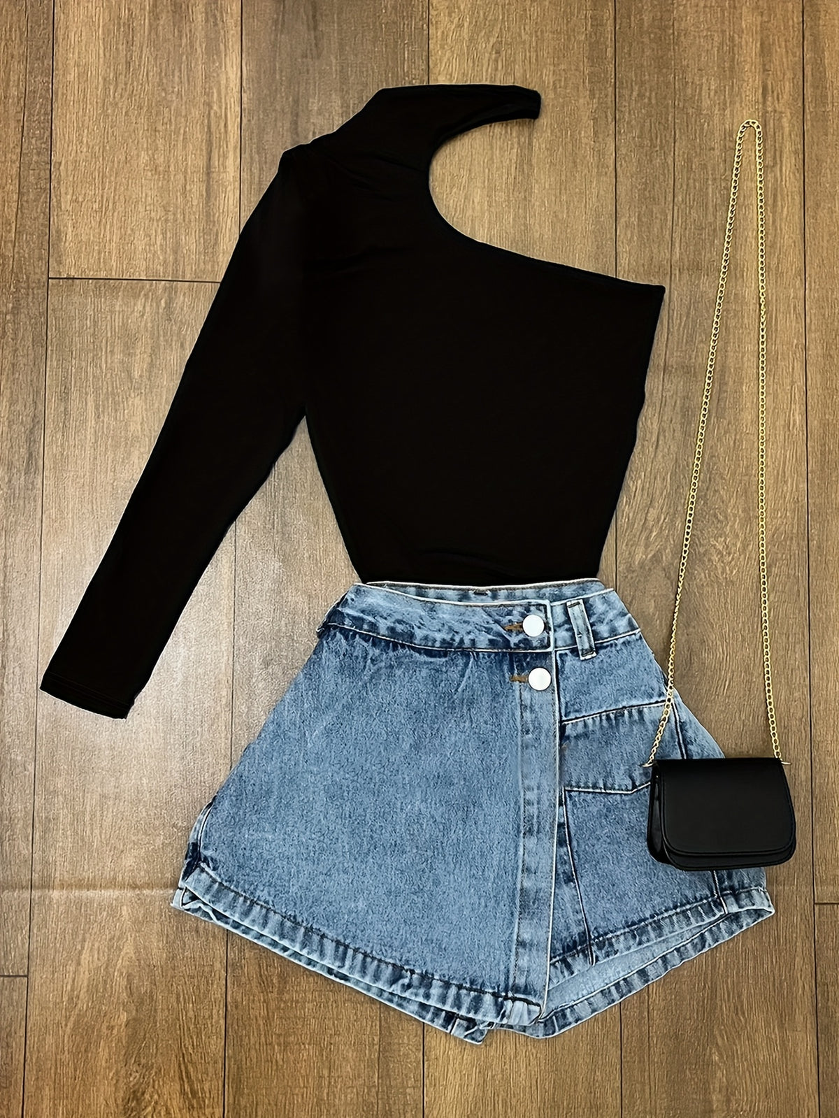 Women's Fashion Solid Color Irregular Collar Short Long Sleeve Designer T-Shirt Top