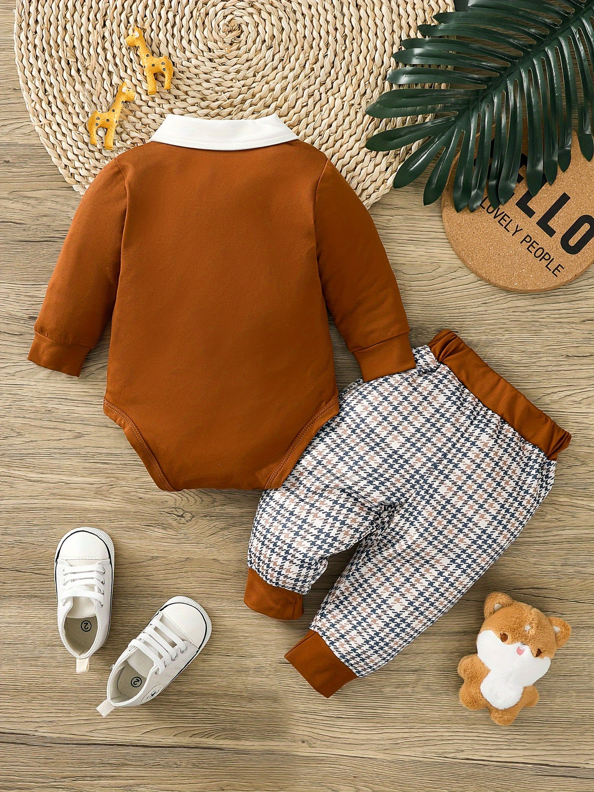 2pcs Baby Boy Cartoon Bear Onesie Suit, Long Sleeve Long Leg Suit, Neckline with Bow, Cute Bear Patch Pattern, Gentleman Suit, Baby Boy Fashion Clothes Set, Suitable for Boys 0-18 Months All Seasons Wear, Birthday Gift, Outdoor Wear, for Outdoor