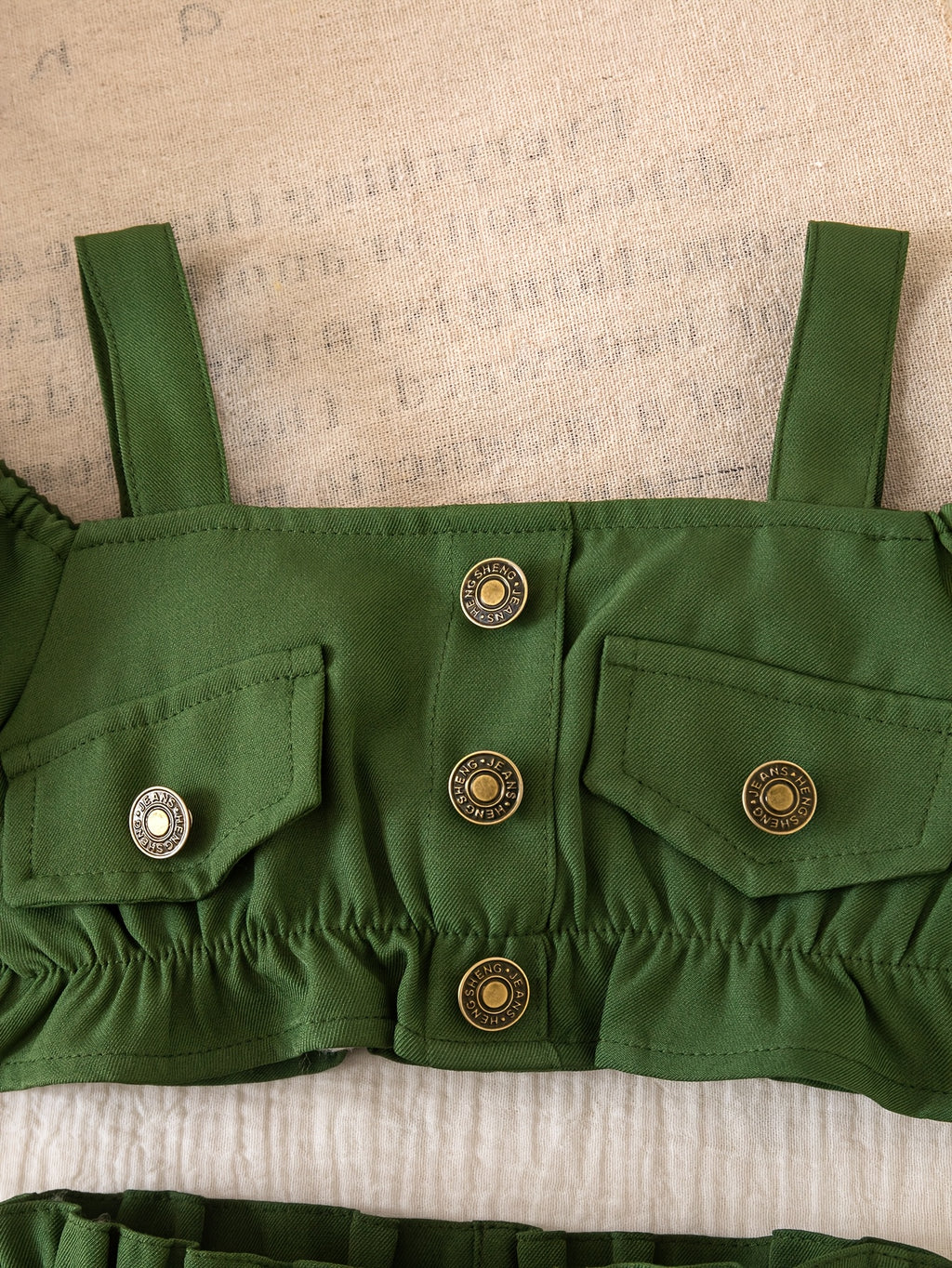 Girls’ Spaghetti Strap Shorts Set With Adjustable Waist
