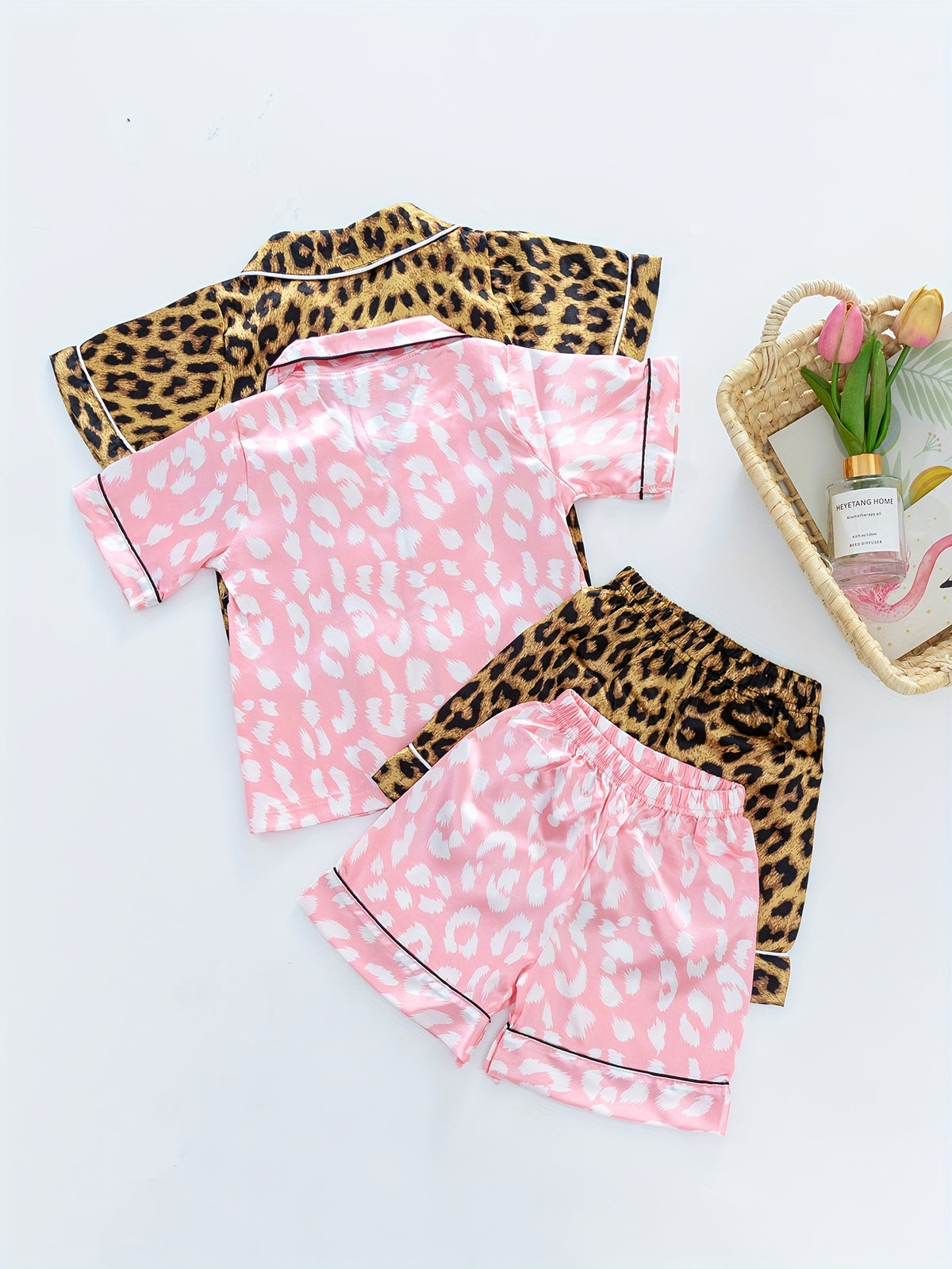 Kids Satin Pajama Sets, Short Sleeve, Two Sets