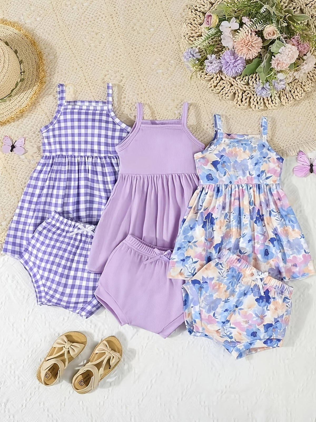 Infant Girl Floral Print Dress and Triangle Pants Set