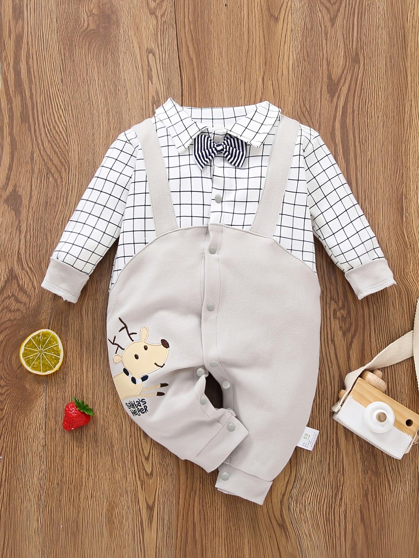Spring/Autumn Newborn Baby Long Sleeve Gentleman Bodysuit Baby Romper Toddler 1St Birthday Dress Handsome 100-Day Crawling Outfit, for Outdoor