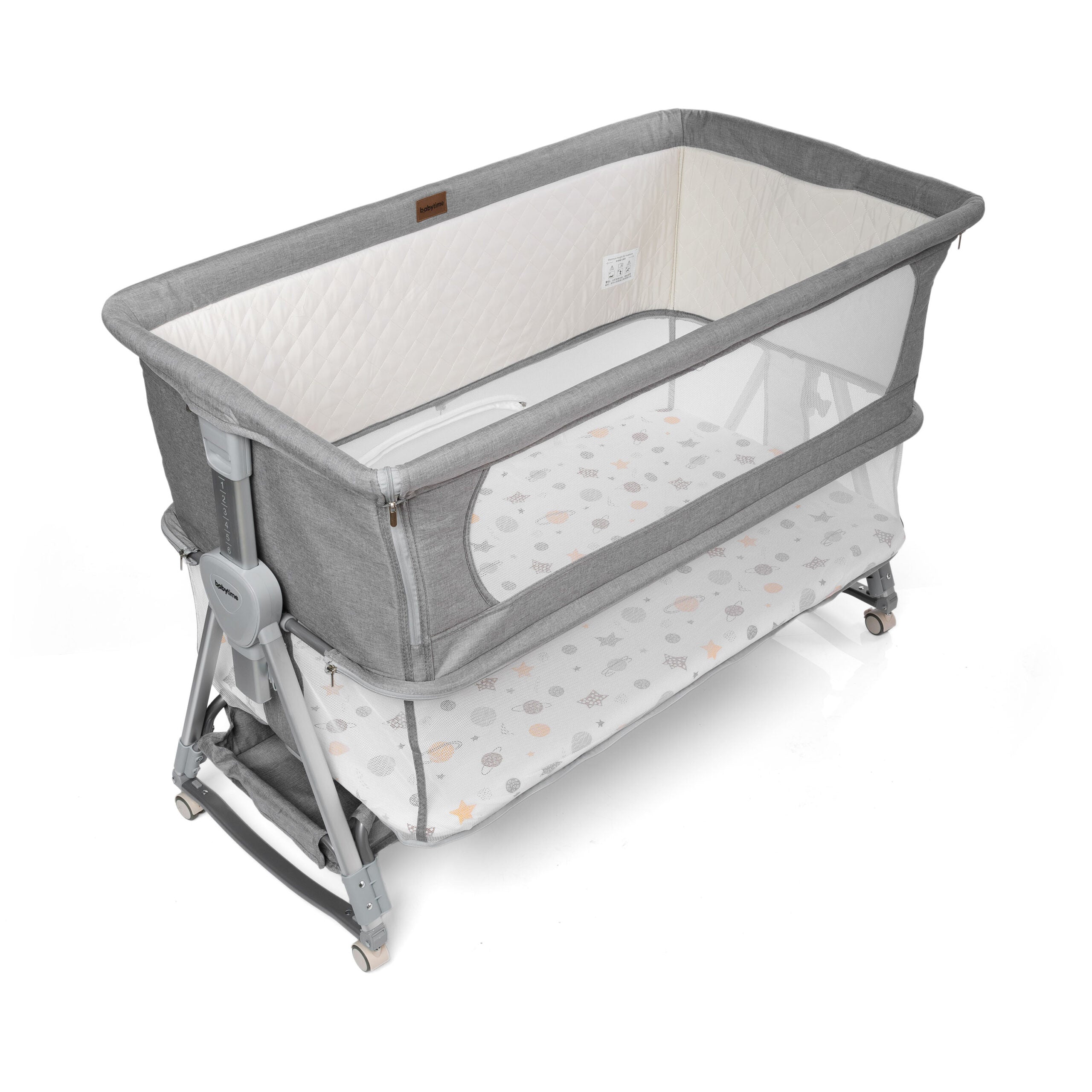 2 in 1 Babytime LARGE Co Sleeper with SECOND LEVEL to Last Longer + Swing Feature