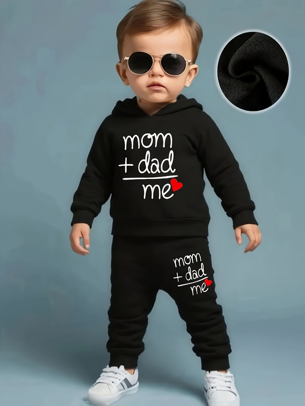 Spring/Autumn Style Infant and Toddler Unisex Baby Letter Print Hooded Long-Sleeve Sweatshirt and Sweatpants, Perfect for Outdoor