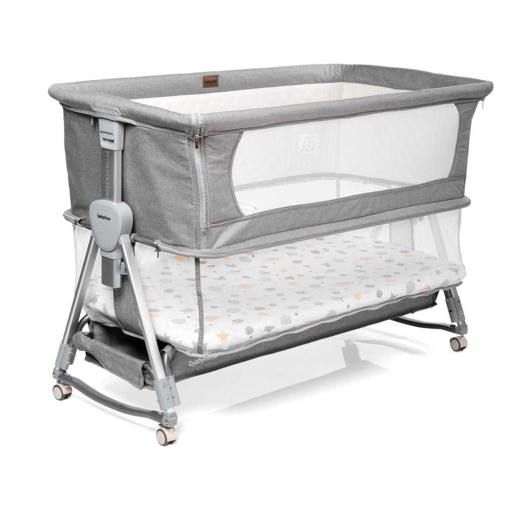 2 in 1 Babytime LARGE Co Sleeper with SECOND LEVEL to Last Longer + Swing Feature