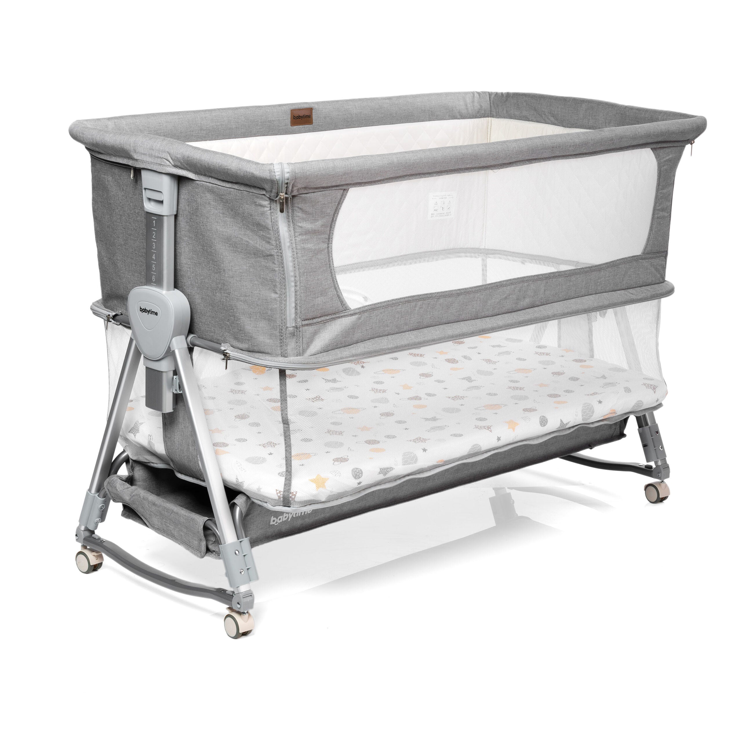 2 in 1 Babytime LARGE Co Sleeper with SECOND LEVEL to Last Longer + Swing Feature