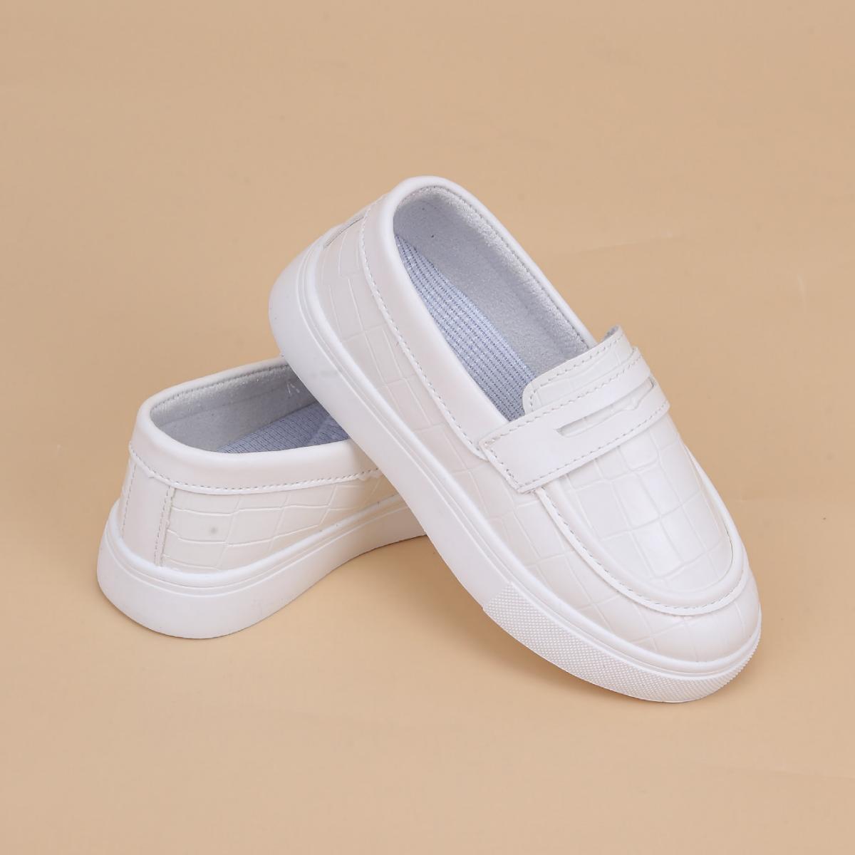 Children'S Loafers Boys' British College Flat Shoes Spring/Autumn Style Soft Sole White Single Shoe Loafers