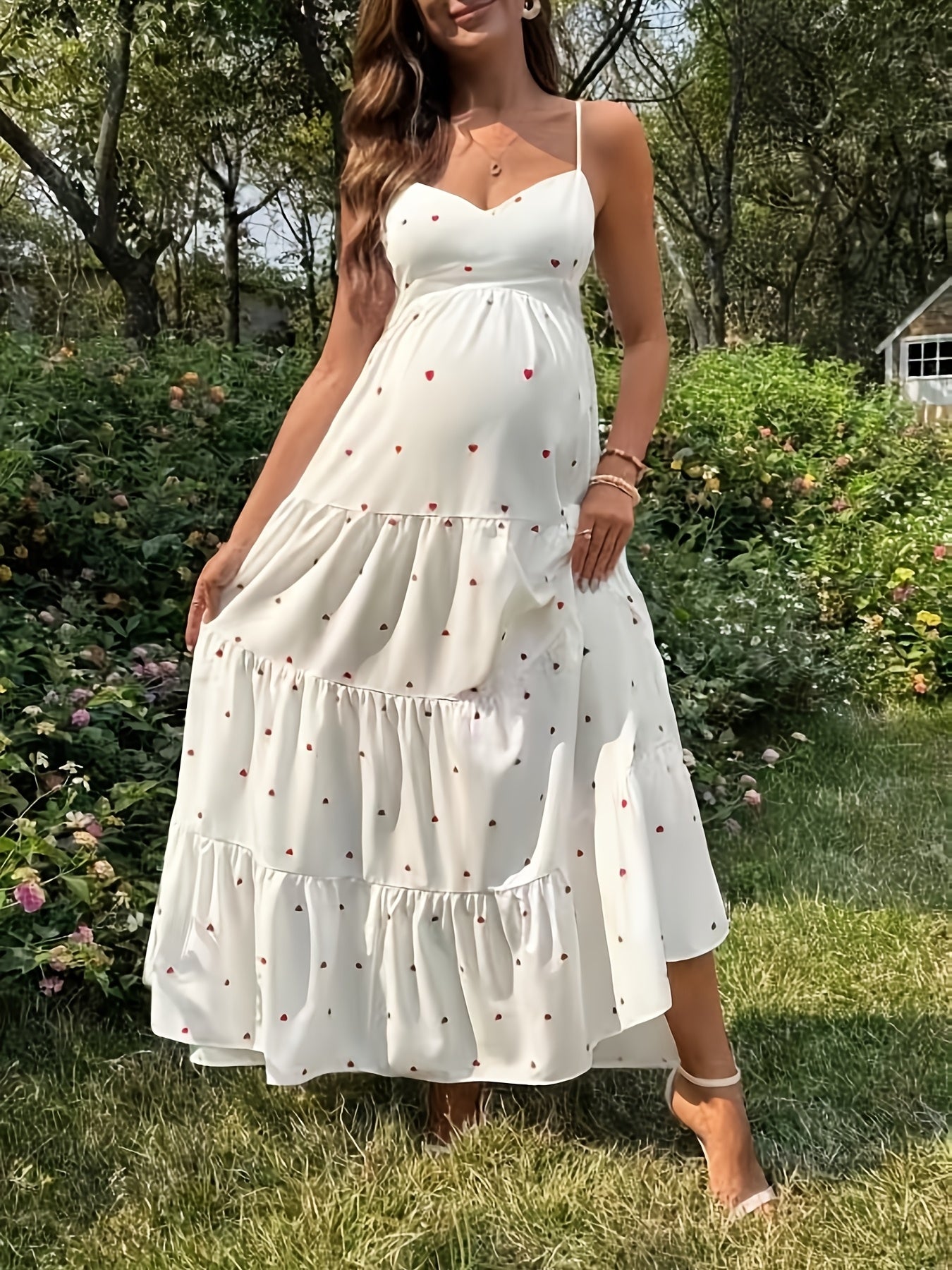 Sweet Elegant Heart Tie Backless Cami Dress for Pregnant Women