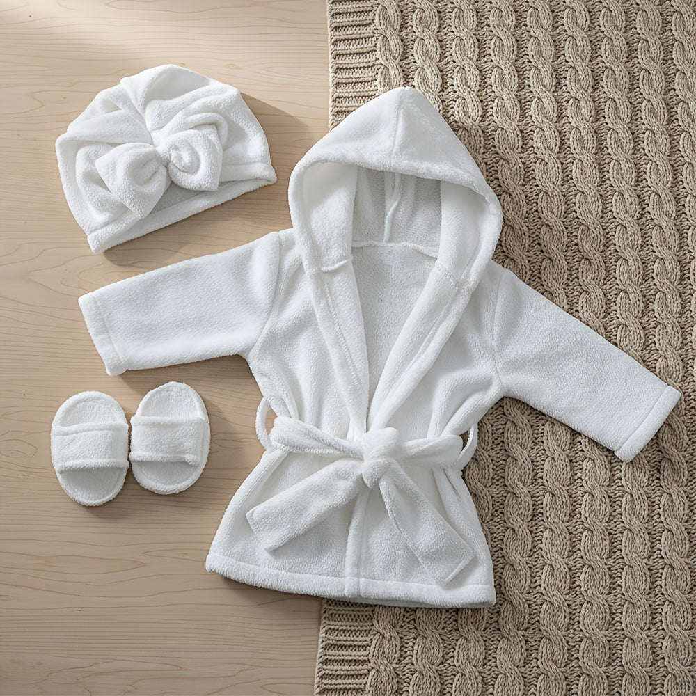 Newborn Photo Outfit Soft Hooded Robe Set With Accessories