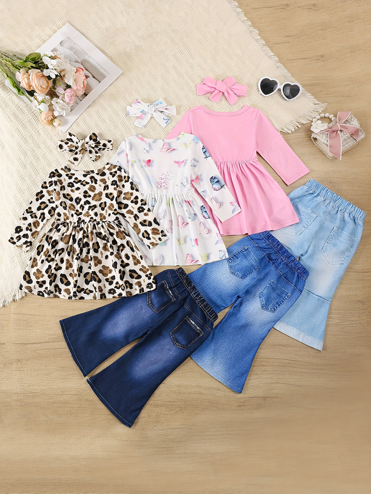 MILKMRON Girls 2-Piece Spring/Autumn Long-Sleeve Dress Set
