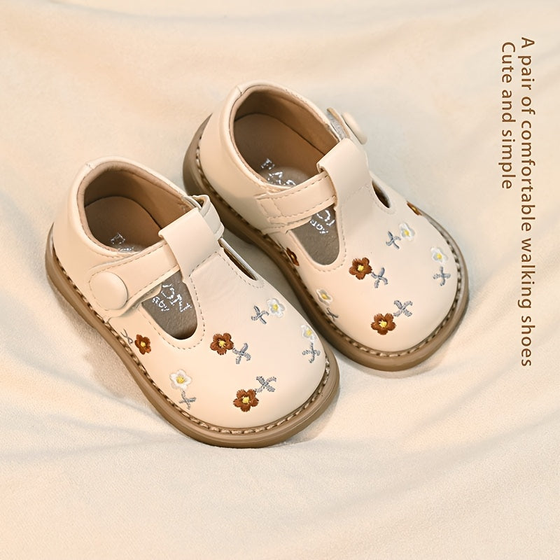 Spring And Summer Soft-Soled Embroidered Flower 1-3 Year Old Baby Girl Toddler Shoes Princess Shoes Flat Non-Slip Wear-Resistant Baby Girl Small Shoes Four Seasons 2 Year Old Girl Casual Small Girl Single Shoes