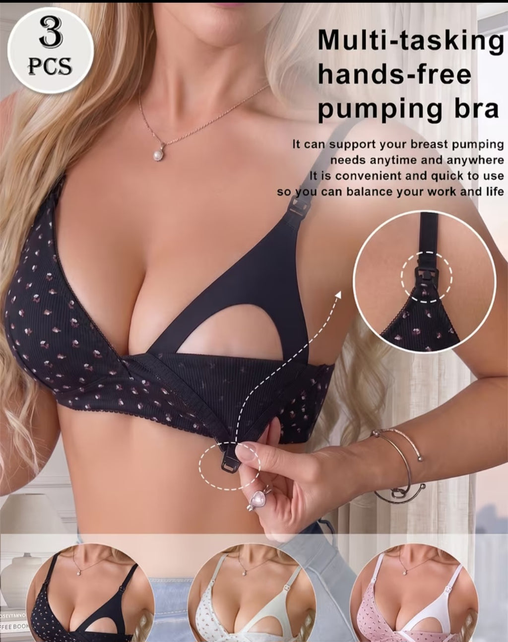 Maternity Bra Cotton Wireless Unpadded 3 Piece